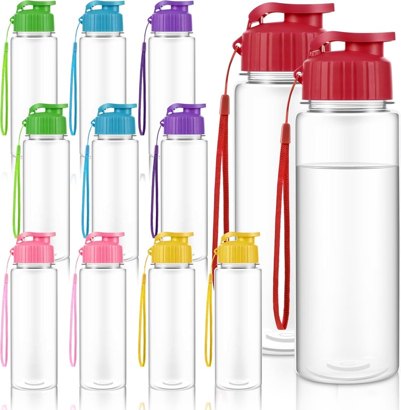 Olgaa 12 Pack Water Bottles Bulk 17 oz End of the Year Gifts for Students Kids from Teacher Reusable Leak Portable Plastic Sports Summer Drink Water Bottles with Handle Strap for Cycling Camping - Image 1